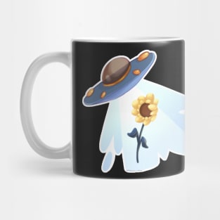 Alien UFO Carrying Sunflower Mug